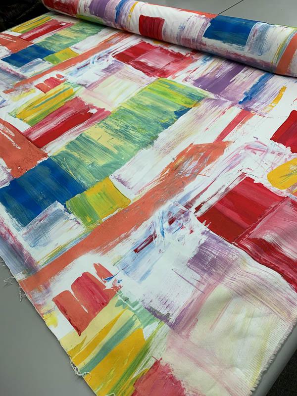 Modern Abstract Brushstroke Heavy Stretch Printed Cotton Twill - Multicolor