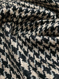 Italian Novelty Houndstooth Tweed with Lurex Wool Suiting - Black / Metallic / Gold