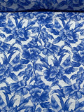 Floral Textured Brocade - Blue / Grey