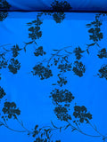 Italian Open Floral Brocade - Royal Blue / Black