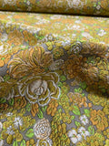 Italian Floral Field Textured Brocade with Lurex - Olive Green / Mustard Yellow  / Grey