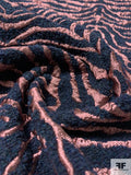 Italian Zebra Pattern Raised Textured Metallic Wool Brocade - Dusty Rose / Navy