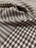 Gingham Check and Plaid Cotton Shirting - Brown / White