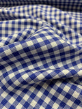 Gingham Check Cotton Shirting - Blue / White