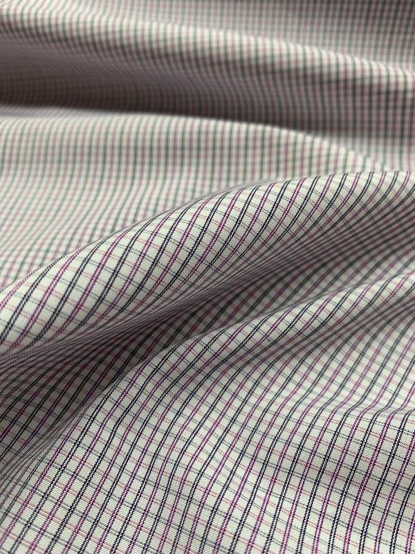 Mini Plaid Cotton Shirting - Blue / Grey / Purple