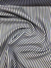 Italian Striped Cotton Shirting - Blue/White | FABRICS & FABRICS