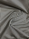 Italian Striped Silk Satin - Black / White