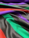 Italian Multicolor Striped Yarn-Dyed Silk Twill - Red / Black / Purple / Green