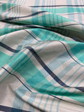 Plaid Yarn-Dyed Silk Taffeta - Turquoise / White / Blue