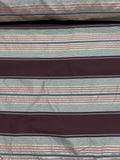 French Striped Metallic Yarn-Dyed Silk Taffeta - Maroon / Gold / Grey / Pink