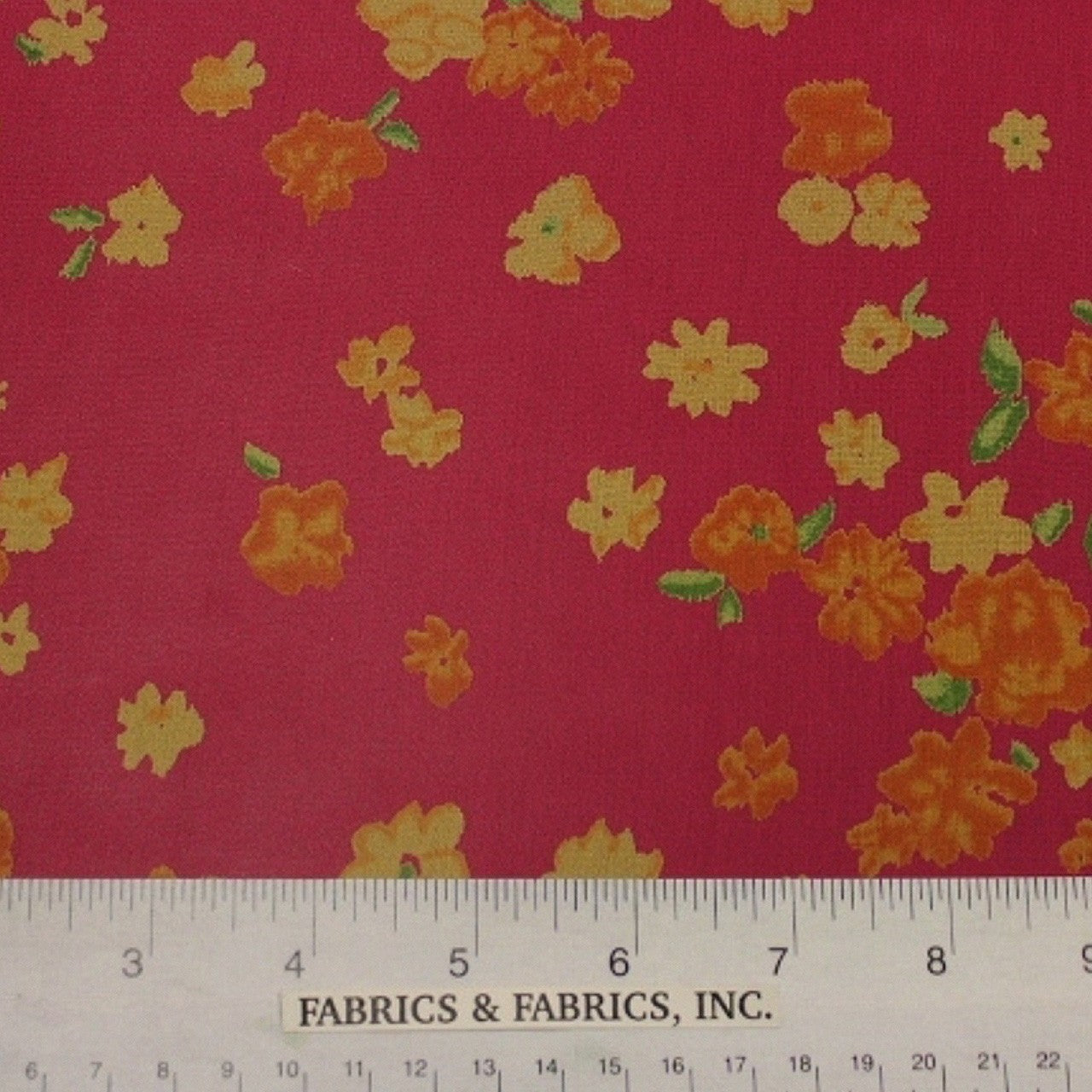 Floral Printed Silk Chiffon -Red/Orange/Yellow