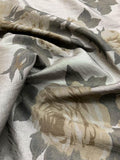 Shadowy Floral Yarn-Dyed Hammered Poly Taffeta - Grey / Taupe