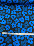 Abraham Floral Printed Silk Jacquard - Blue / Black