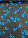 Abraham Vintage Floral Printed Paisley Silk Jacquard - Blue / Black
