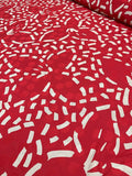 Italian Graphic Strokes Printed Polka Dot Silk Jacquard - Red / Tan
