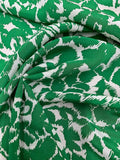 Abstract Leaf Graphic Printed Silk Crepe de Chine - Green / White