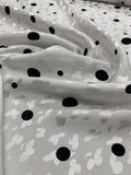 Polka Dot Printed Silk Jacquard - White / Black