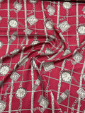 Pocket Watch and Chains Printed Silk Jacquard - Cranberry / Cream