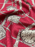 Pocket Watch and Chains Printed Silk Jacquard - Cranberry / Cream