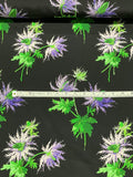 Floral Printed Silk Crepe de Chine - Lilac / Lavender / Green / Black