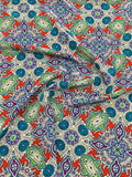 Geometric Mosaic Printed Silk Crepe de Chine - Multicolor