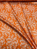 Graphic Floral Rosettes Printed Silk Charmeuse - Orange / White