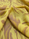 Abstract Wavy Striations Printed Silk Georgette - Yellow / Tan