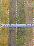 Italian Novelty Speckled Herringbone with Striped Stitching Wool Suiting - Green / Grey / Multicolor