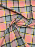 Italian Plaid Wool-Like Suiting - Pink / Lilac / Black / Yellow