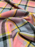 Italian Plaid Wool-Like Suiting - Pink / Lilac / Black / Yellow