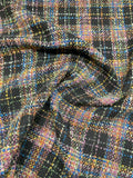 Italian Boucle Plaid Wool-Like Tweed - Brown / Multicolor