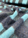 Italian Buffalo Plaid Mohair-Like Wool Coating - Teal / Navy / Grey