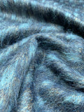 Italian Mohair-Like Wool Coating - Navy / Teal / Mocha