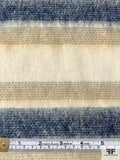 Italian Striped Mohair Wool-Like Coating - Ivory / Tan / Navy