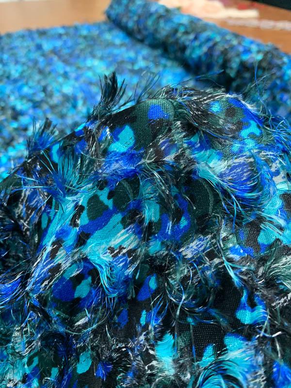 J Mendel Italian Fringe Novelty - Blue / Black / Aqua