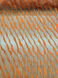 J Mendel Italian Wavy Embroidered Novelty Tulle - Orange