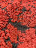 J Mendel Italian Semi Sheer Wool Blend Novelty - Red / Black