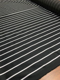 Christian Siriano Italian Striped Stretch Printed Cotton Sateen - Black / White