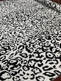Animal Pattern Matte-side Printed Stretch Silk Charmeuse - Black / White