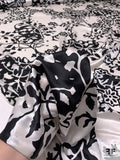 Abstract Leaves and Branches Printed Silk Charmeuse - Black / White