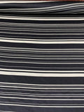 Multi-size Striped Printed Satin Silk Shantung - Black / White
