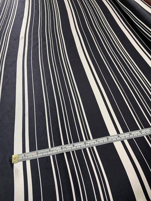 Multi-size Striped Printed Satin Silk Shantung - Black / White