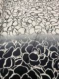 Floral Ombré Printed Silk Crepe de Chine - Black / White / Grey