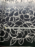 Floral Ombré Printed Silk Crepe de Chine - Black / White / Grey