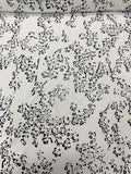 Italian Abstract Splatter Printed Silk Crepe de Chine - Black / White / Grey