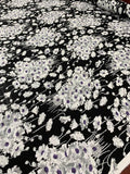 Floral Bouquets Printed Silk Georgette - Black / White / Grey / Purple
