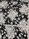 Floral Bouquets Printed Silk Georgette - Black / White / Grey / Purple