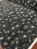 Fireworks Printed Silk Crepe de Chine - Black / White