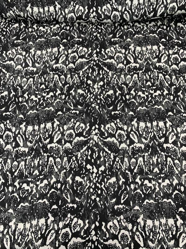 Animal-Look Printed Satin Silk Chiffon - Black / White