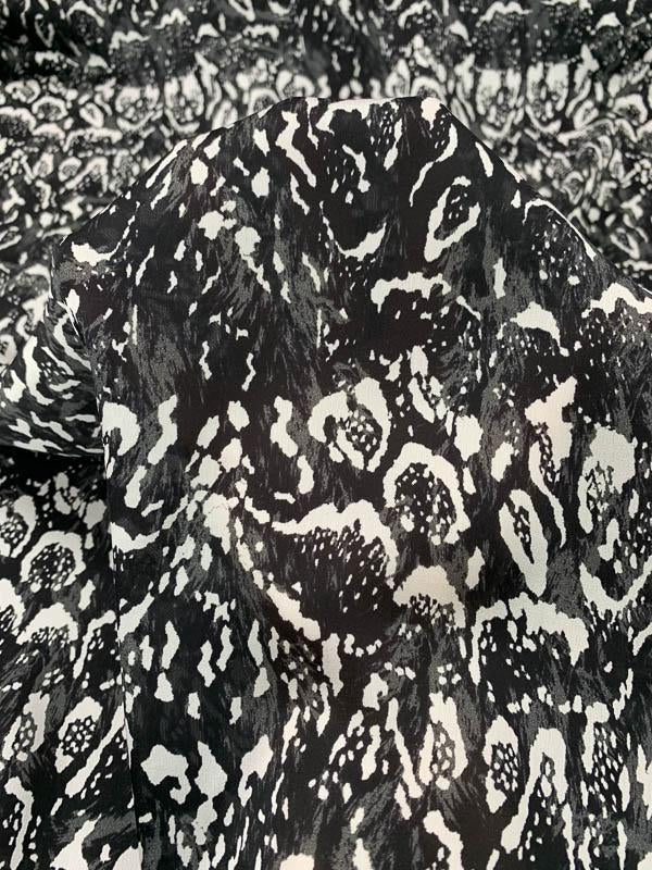 Animal-Look Printed Satin Silk Chiffon - Black / White